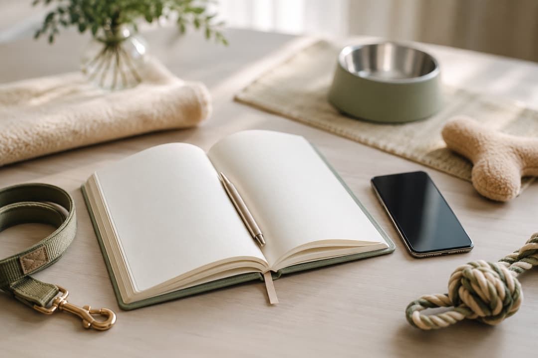 Carnet de suivi, téléphone et accessoires pour chien
